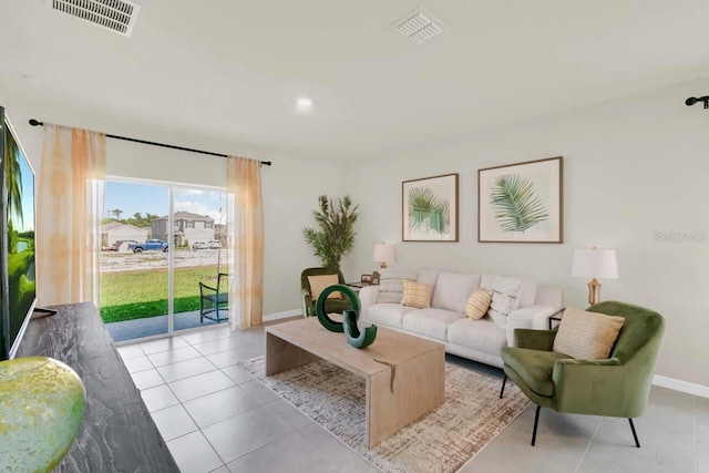 view of tiled living room