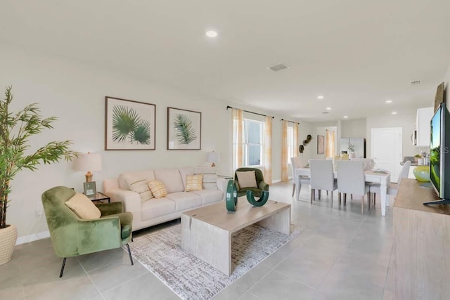 view of tiled living room