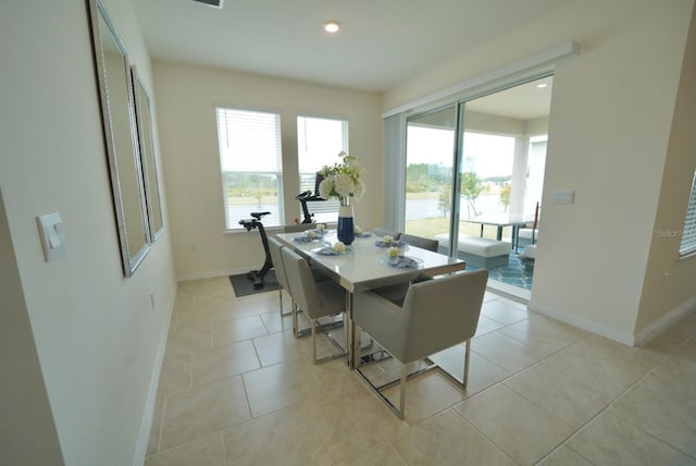 dining room with light tile patterned floors