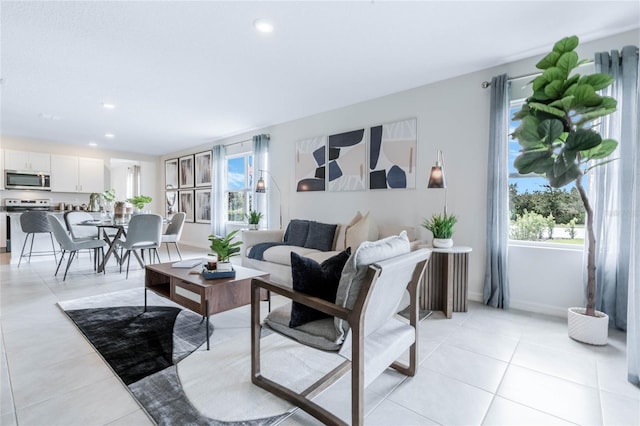 view of tiled living room