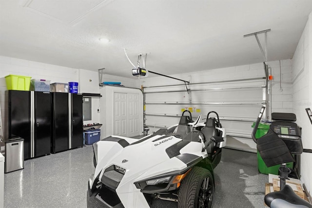 garage with a garage door opener