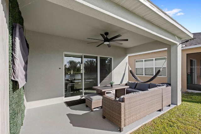 view of patio with ceiling fan