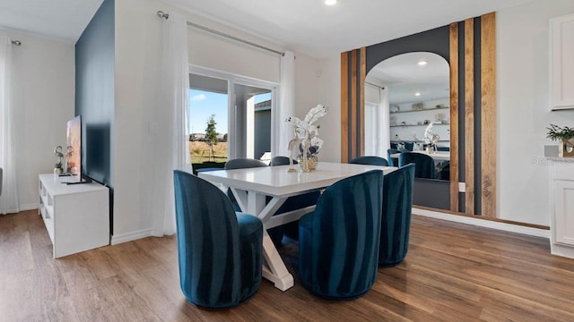 dining area with light wood-type flooring