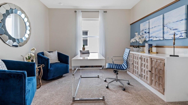 living area featuring light colored carpet