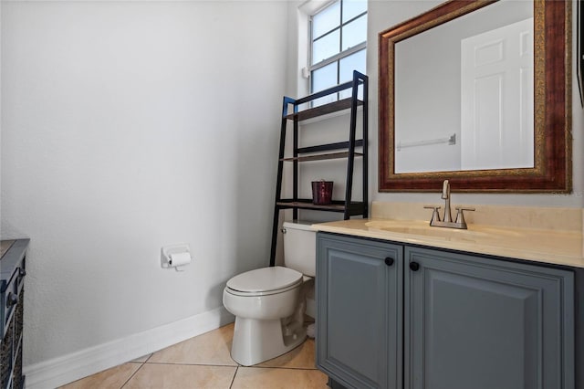 bathroom featuring tile patterned flooring, vanity, and toilet