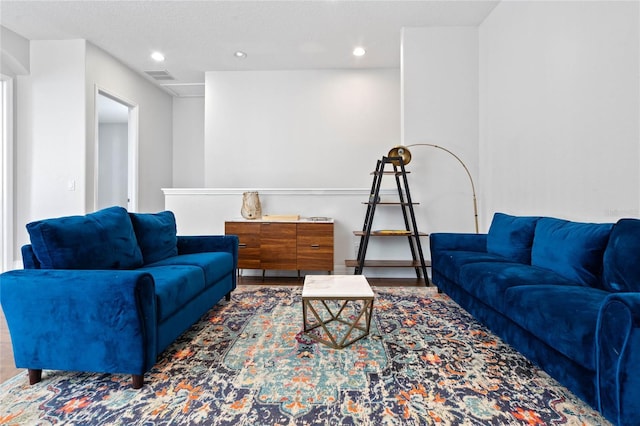 living room with hardwood / wood-style floors