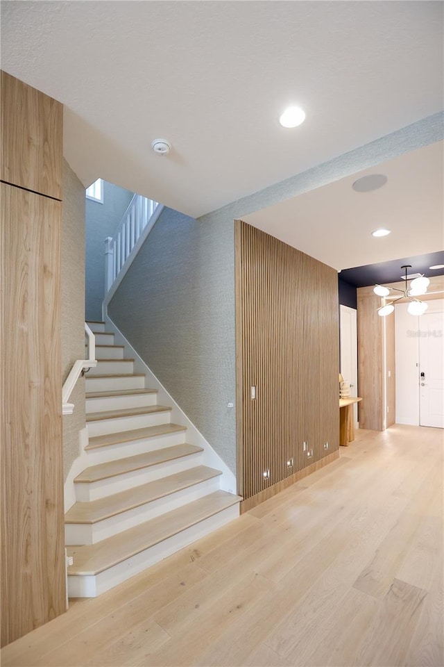 basement with wood-type flooring