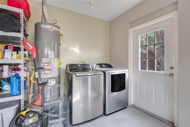 laundry room featuring independent washer and dryer and gas water heater