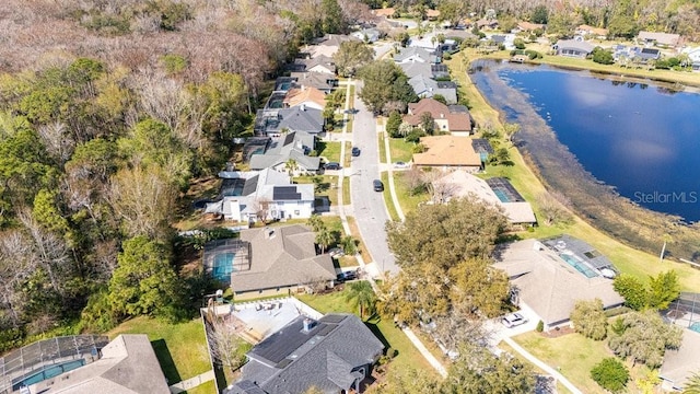 bird's eye view featuring a water view