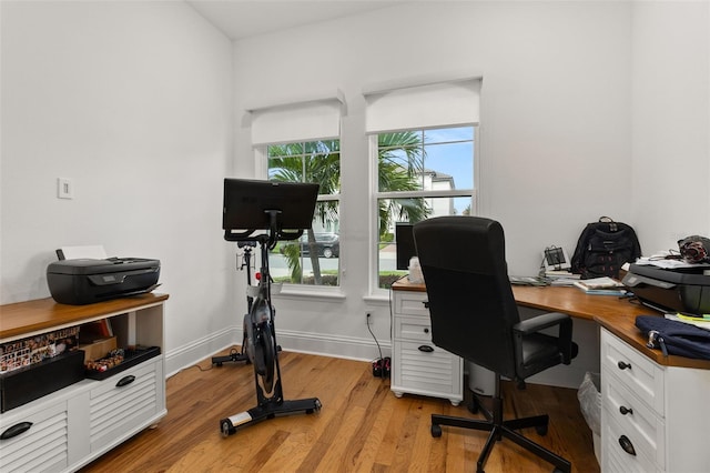 office space featuring light wood-type flooring