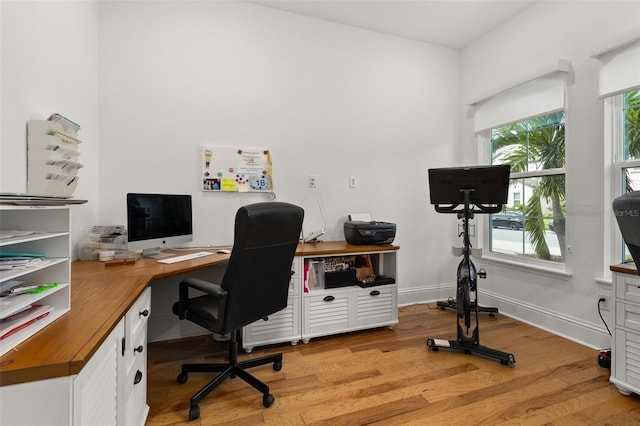 home office featuring light hardwood / wood-style flooring