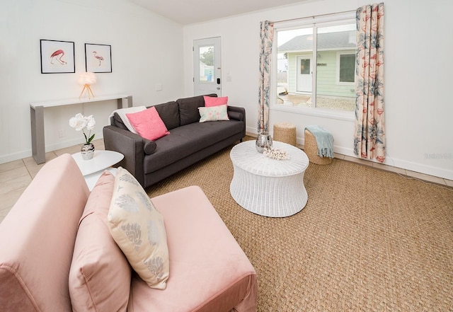 view of tiled living room