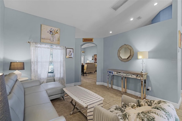 view of tiled living room