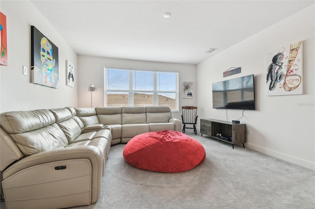 living room with carpet flooring