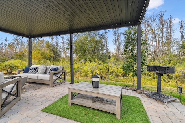 view of patio with an outdoor living space