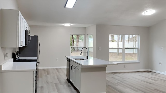 kitchen featuring stove, sink, white cabinetry, and stainless steel dishwasher