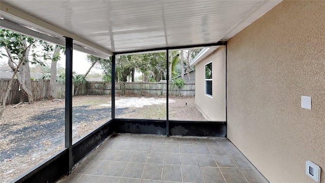 view of unfurnished sunroom