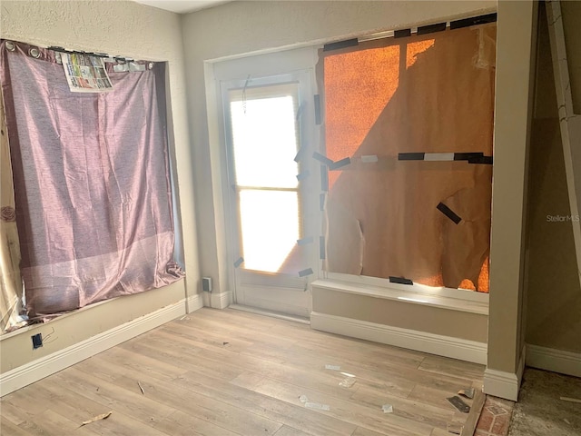 bathroom with hardwood / wood-style flooring