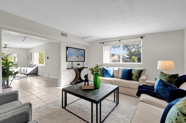 view of tiled living room