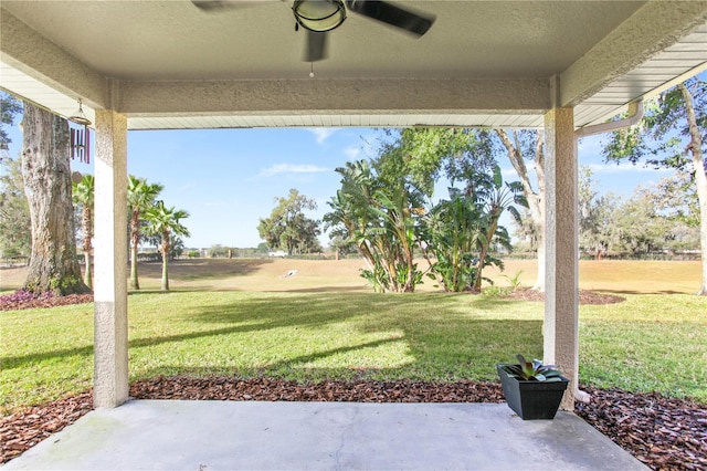 view of patio with ceiling fan