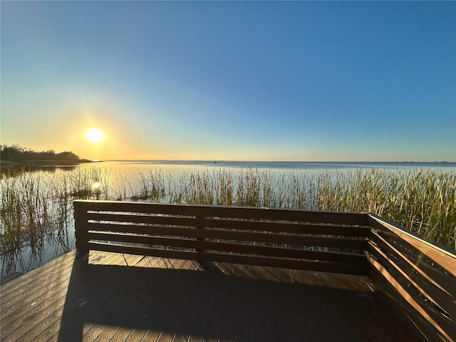 exterior space with a water view