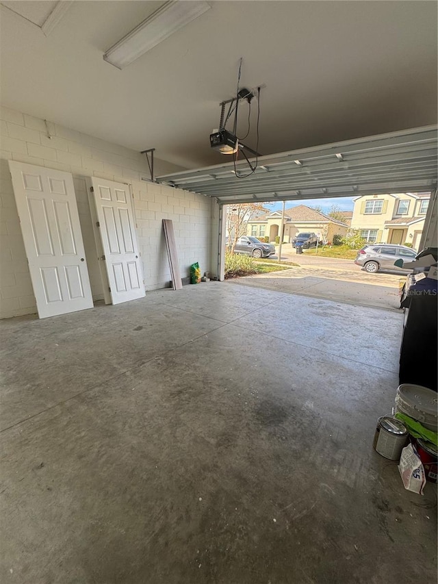 garage with a garage door opener