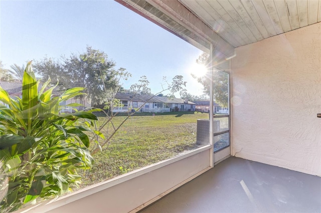 view of unfurnished sunroom