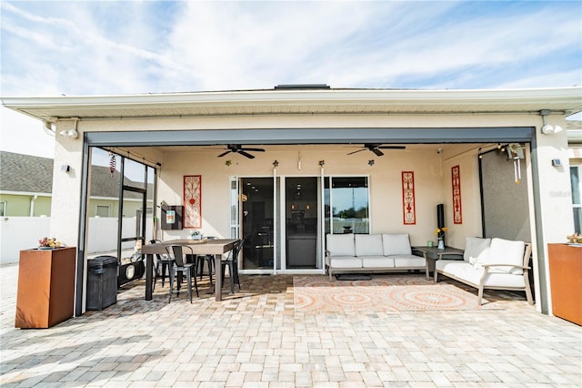 view of patio with ceiling fan