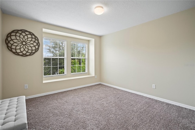 empty room featuring a textured ceiling and carpet