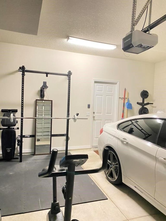 garage with a garage door opener