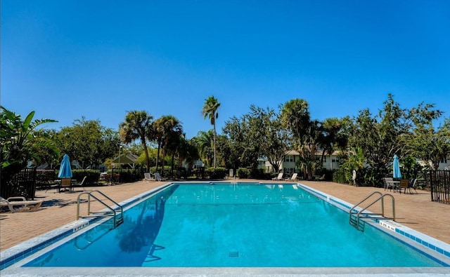 view of pool featuring a patio