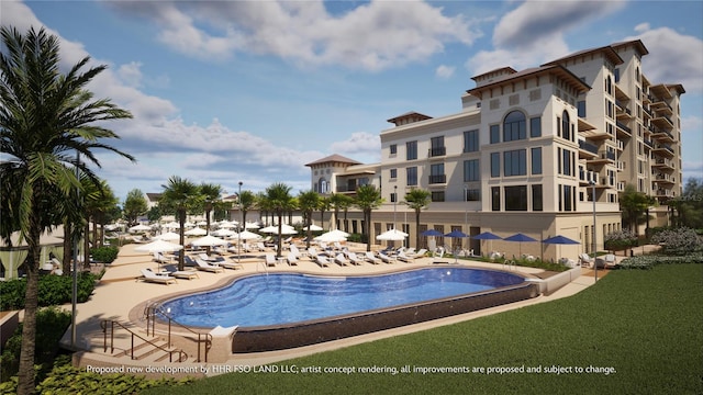 10601 Autumn Mist Ln Unit 302, Golden Oak, FL 32836 - pool with a patio area and a lawn