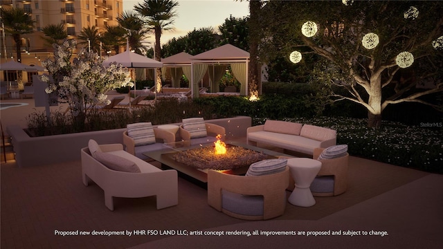 10601 Autumn Mist Ln Unit 302, Golden Oak, FL 32836 - exterior space featuring an outdoor living space with a fire pit and a gazebo
