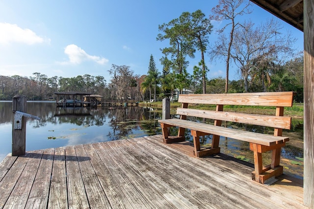 view of dock featuring a water view