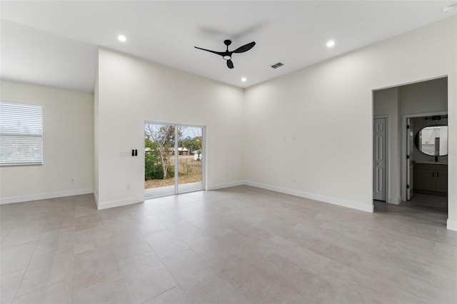 spare room with ceiling fan