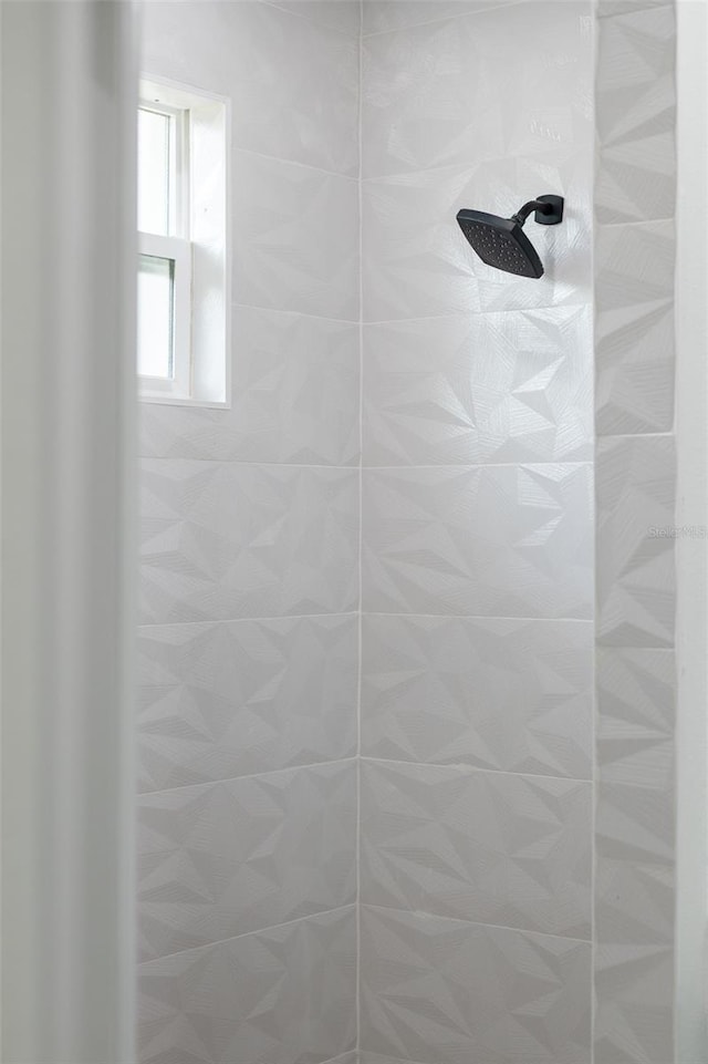 interior details with tiled shower