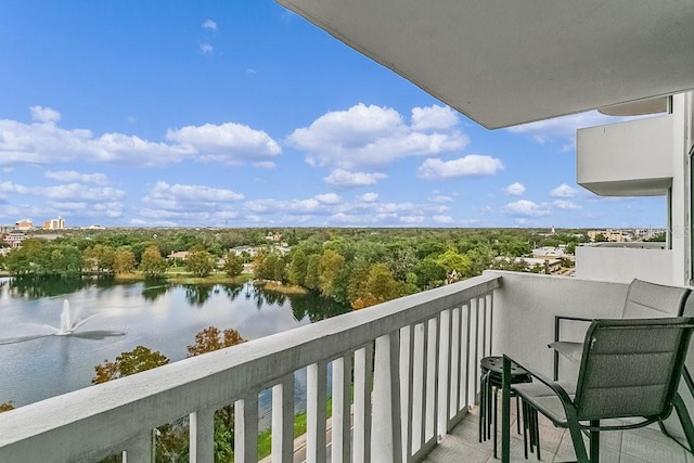 balcony with a water view