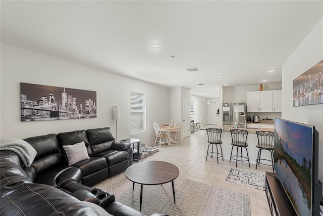 view of tiled living room