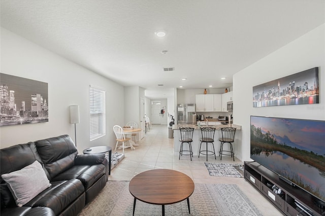 view of tiled living room