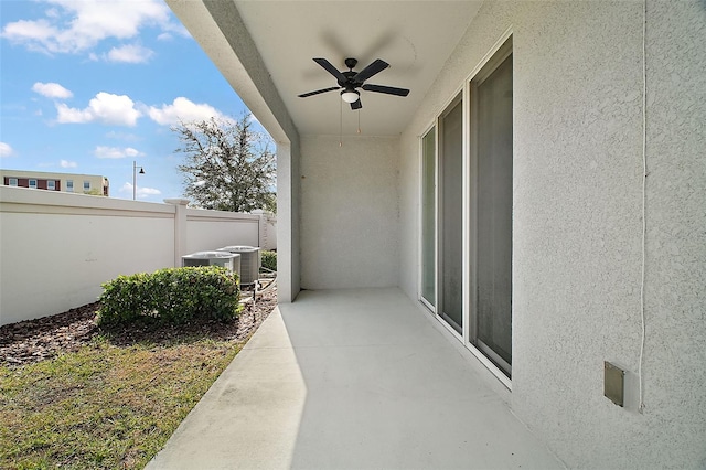 view of patio / terrace with cooling unit and ceiling fan