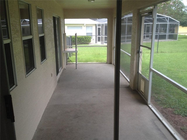 view of unfurnished sunroom