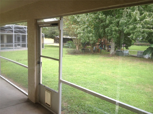 view of unfurnished sunroom