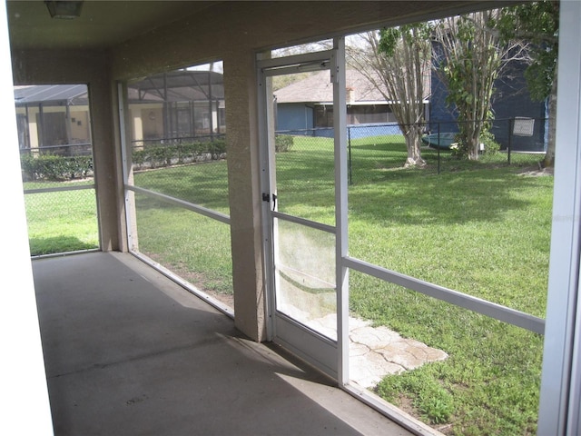 view of unfurnished sunroom