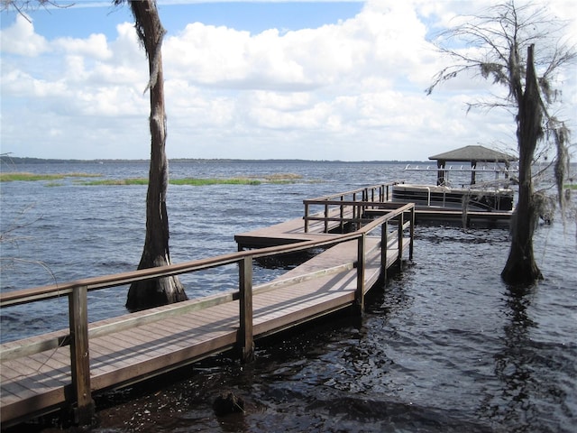 dock area featuring a water view