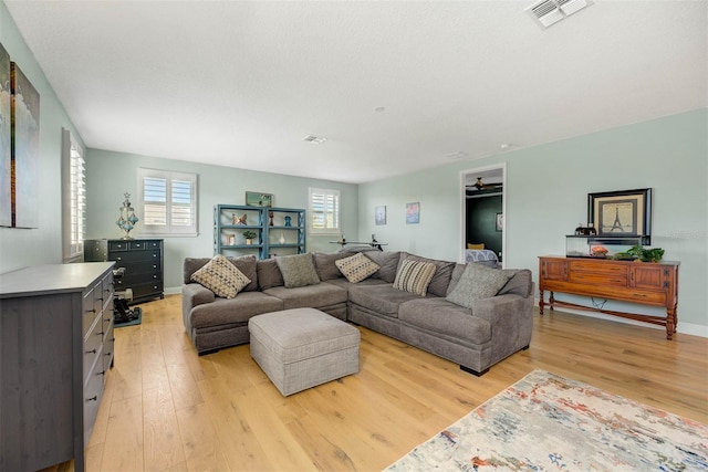 living room featuring light wood-type flooring