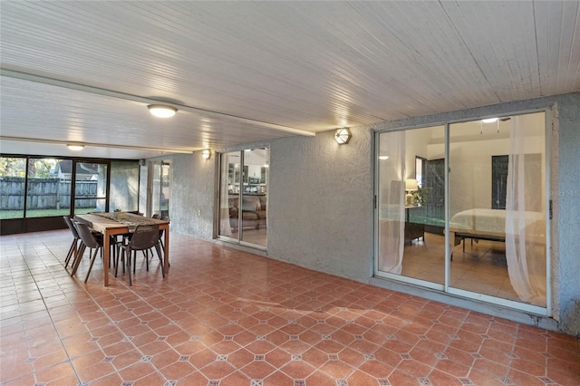 interior space featuring wooden ceiling