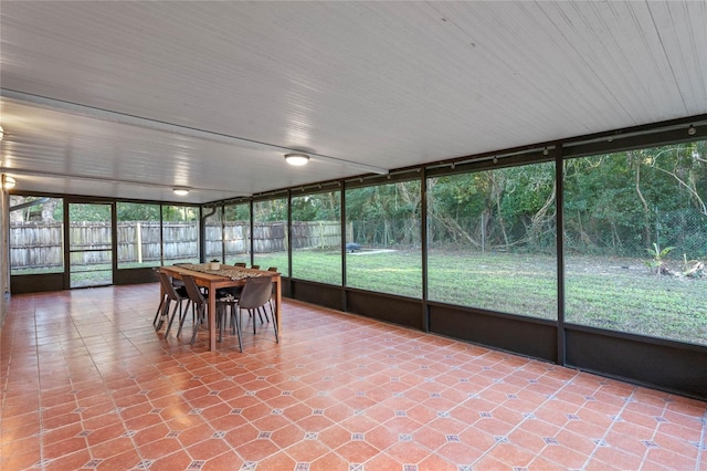 view of unfurnished sunroom