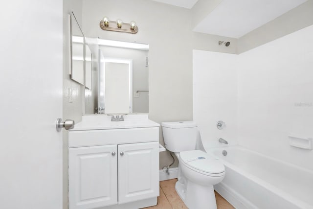 full bathroom with vanity, shower / bathtub combination, and toilet