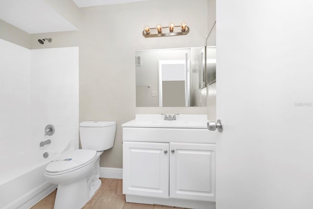 full bathroom featuring vanity, toilet, and shower / bath combination