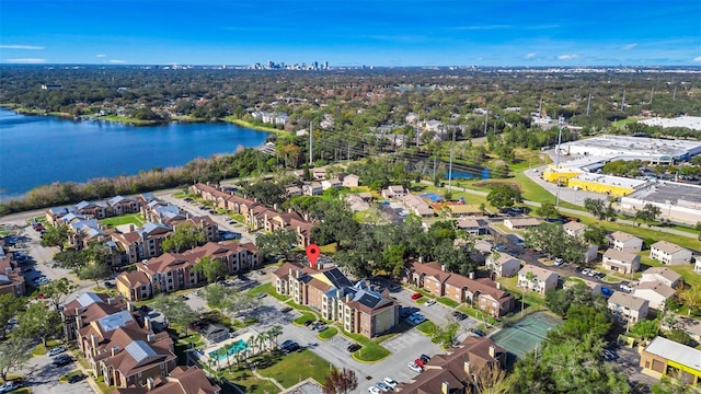 bird's eye view featuring a water view